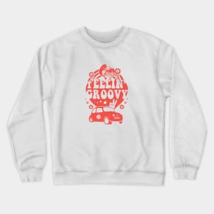 Feeling Groovy: Retro Heart, Car & Girl Crewneck Sweatshirt